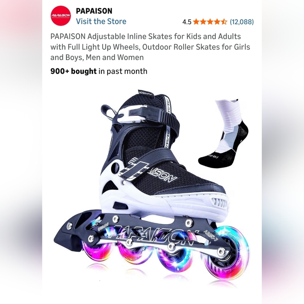 Papaison Large Adjustable Inline Skates / Rollerb… - image 2